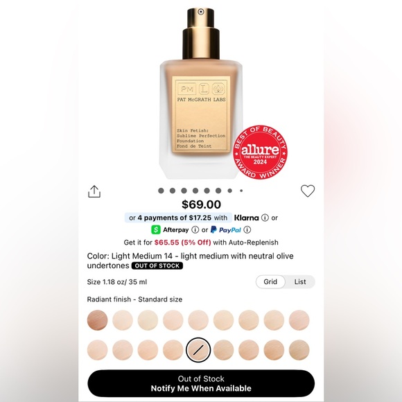 ✨Pat McGrath Sublime Perfection Foundation Light Medium 14 |New in Box | Sealed✨ - Picture 6 of 13